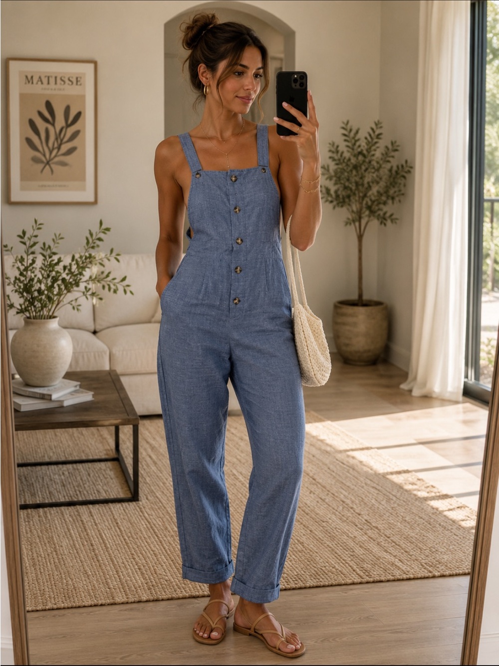 NWT Express Blue Linen Blend Overalls Jumpsuit XS Adjustable Straps MSRP $80